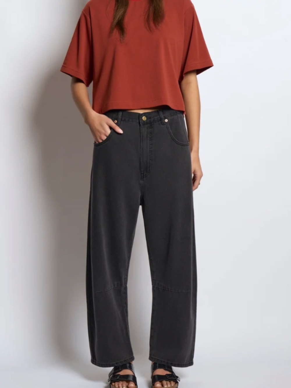 Roucha Dahl Denim – Washed Black (Size AA / Small Short) | Curved Barrel Jeans